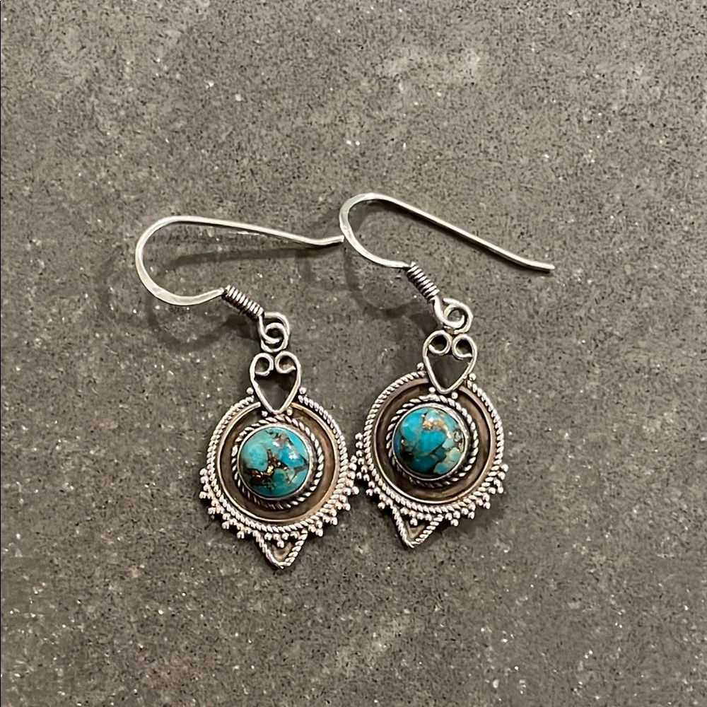 Turquoise and 925 Silver Earrings